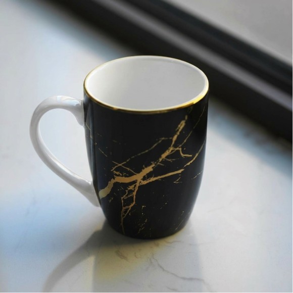 Marble Design White and Black Coffee Mug Ceramic 1Pcs
