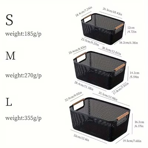 Metal Mesh Storage Basket with Wooden Handles