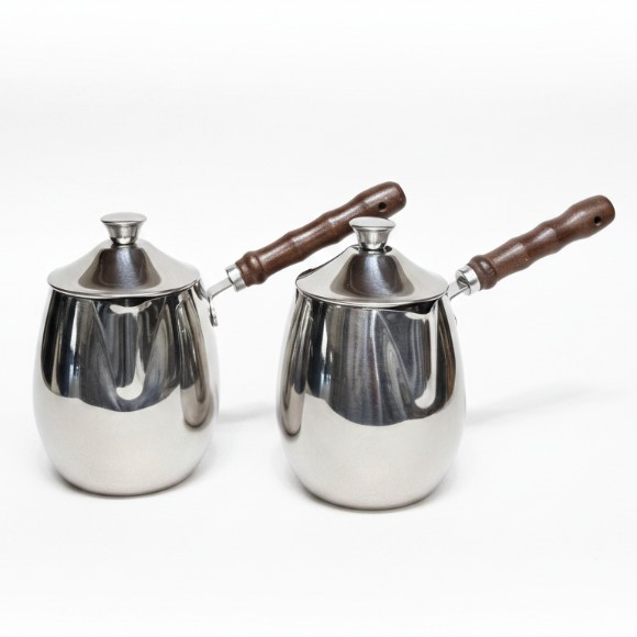 Milk Pot Coffee Kettle with Wooden Handle and Lid