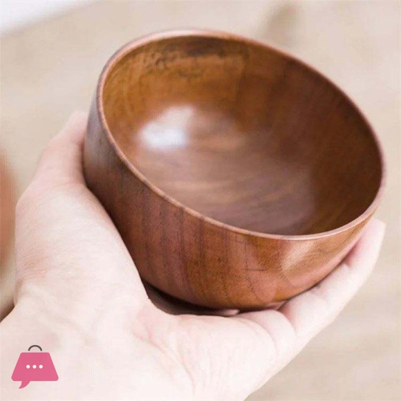 Natural Wood Serving Bowl With Spoons