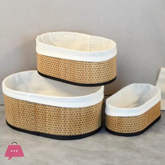 Oval Wicker Basket Decorative Home Organizer Organizer Multi-Purpose Bamboo Basket Set of 3