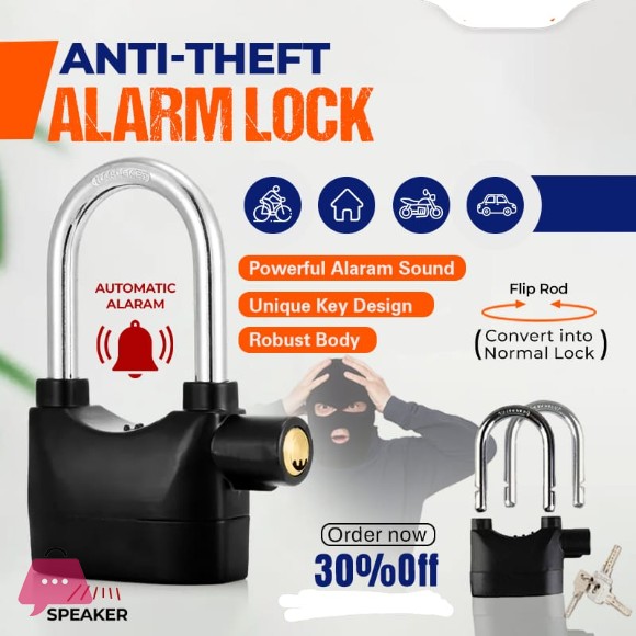 Rechargeable Alarm Padlock Anti-Theft Siren Security Lock for Outdoor Gates Storage Units Shops & Vehicles