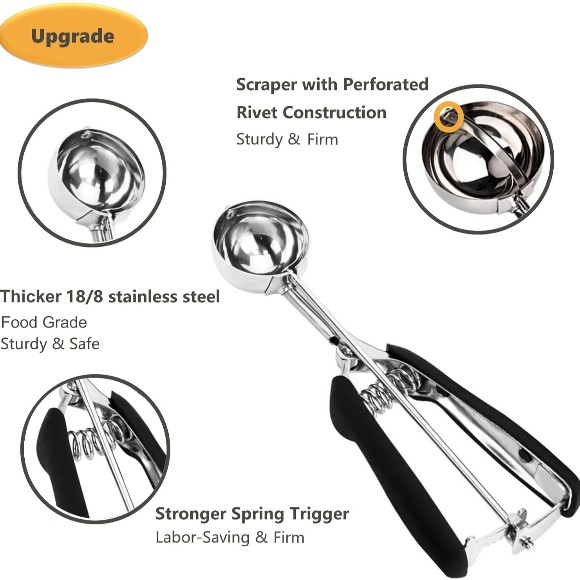 SHENGYA Ice Cream Scoops 18/8 Stainless Steel with Trigger Release