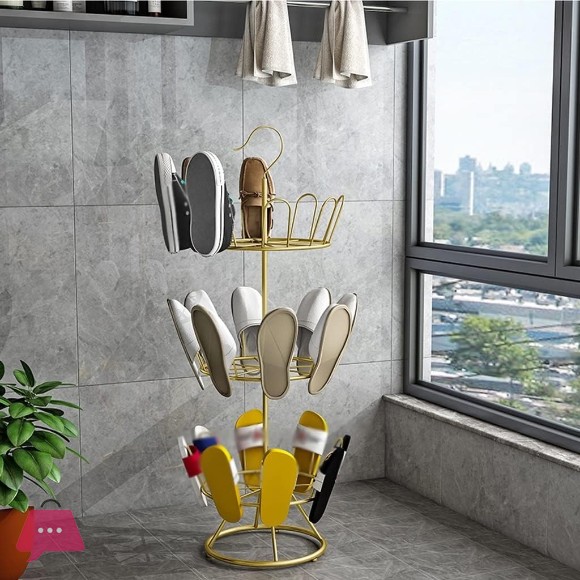 Shoe Rack Shoe Rack Three-layer Wrought Iron Hook Shoe Shelf Household Floor Drying Shoe Rack