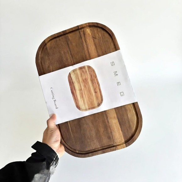 SMEG Solid Wood Chopping Board Acacia Wood Lacquer-Free Wax-Free