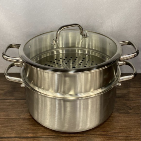 Stainless Steel Honeycomb Laser Coated 2-Layer Steamer Pot