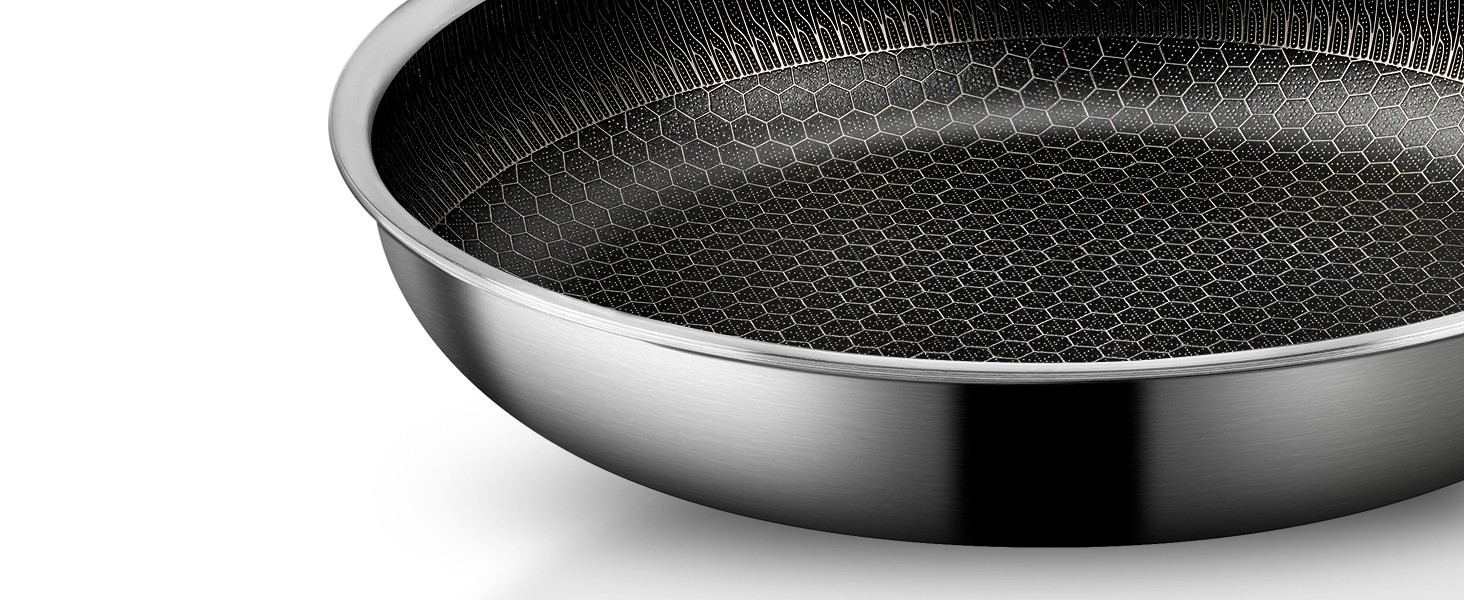 stainless-steel-honeycomb-laser-coated-non-stick-frying-pan-with-lid-induction-safe