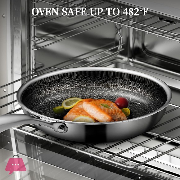 Stainless Steel Honeycomb Laser Coated Non-stick Frying Pan with Lid Induction Safe