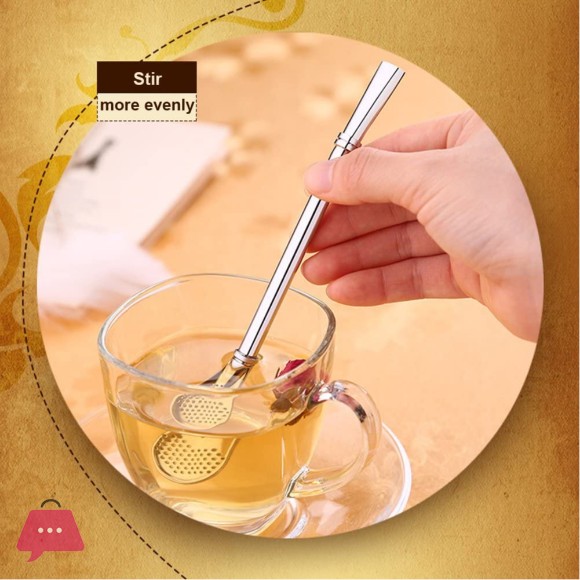Stainless Steel Straw Filter Spoon, Metal Straw Stainless Steel Drinking Straw (Pack Of 4)