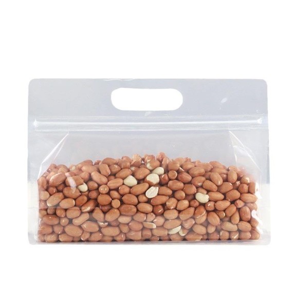 Transparent Frosted Wide Eight Side Seal Flat Bottom Bags with Zipper and Handle Pack of 4