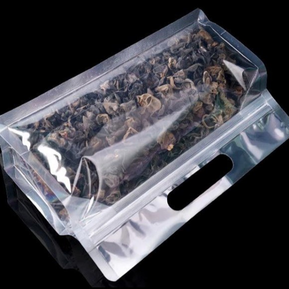 Transparent Frosted Wide Eight Side Seal Flat Bottom Bags with Zipper and Handle Pack of 4