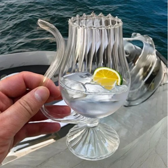 Vampire Glass Striped Mug with Integrated Straw