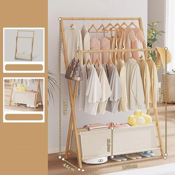 Wooden Bedroom Modern Coat Rack Stand Coat Hanger Stand with Shoe Rack