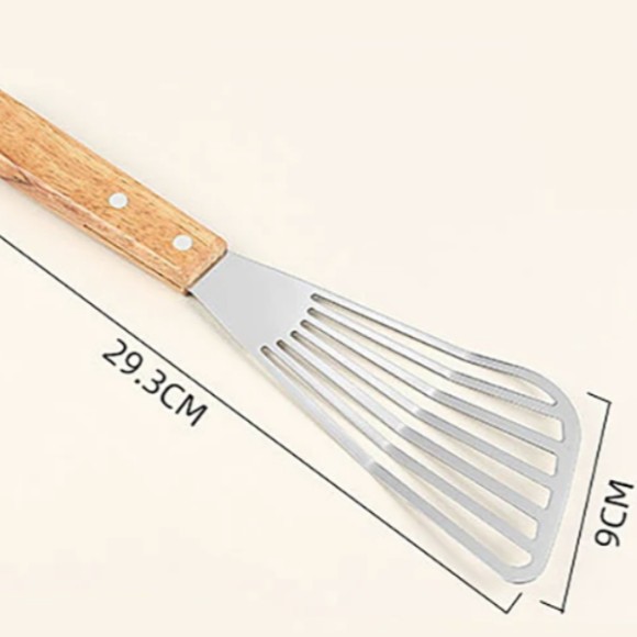 1PC Stainless Steel Frying Paddle with Wooden Handle 1 Piece