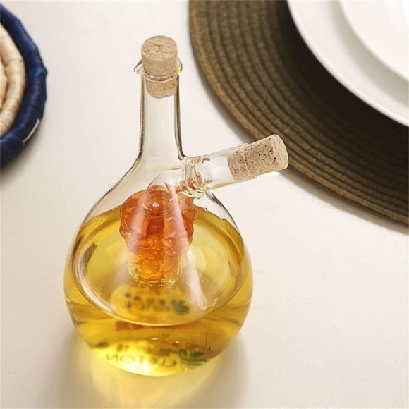 2 in 1 Glass Oil Pot Soy Sauce Bottle Vinegar Oil Bottle