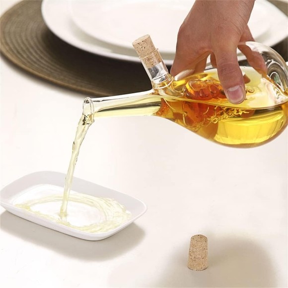 2 in 1 Glass Oil Pot Soy Sauce Bottle Vinegar Oil Bottle