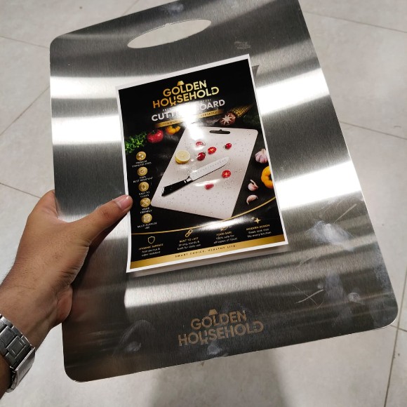 2 in 1 Reversible Cutting Board Steel and Wood