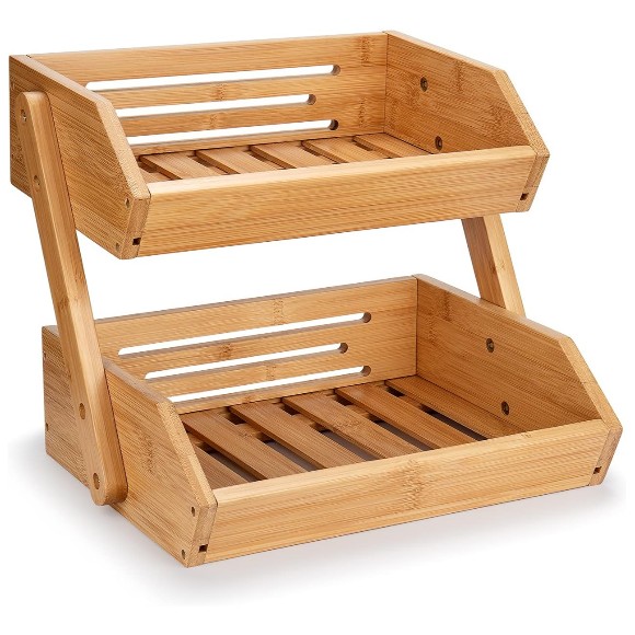 2 Tier Fruit Basket For Kitchen-Fruit and Vegetable Storage Bowl Stand