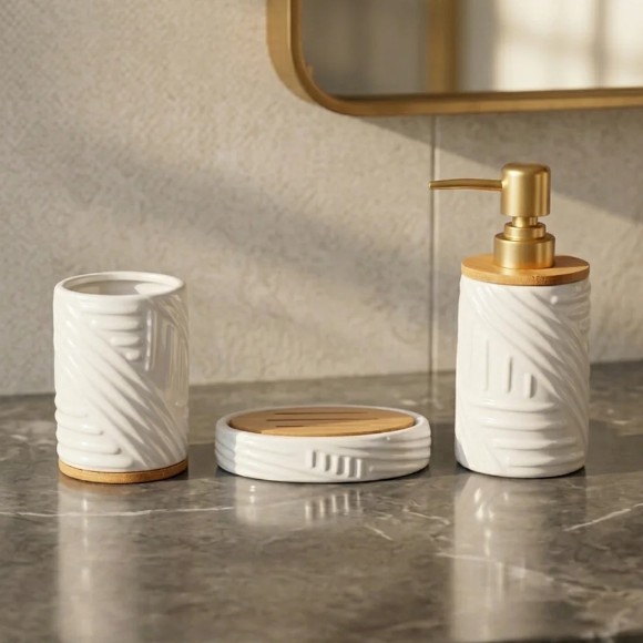 3-Piece Round Bathroom Accessories Set