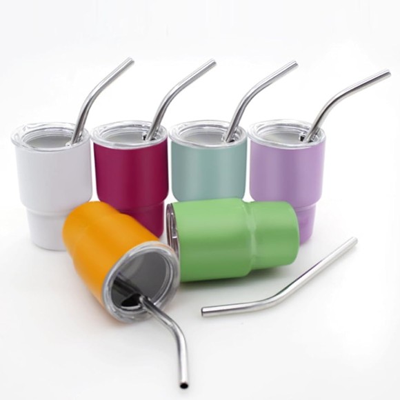 3oz Mini Tumbler Shot Glass Stainless Steel Mini Tumblers with Lids and Straws