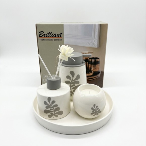 4-Piece Bathroom Accessories Set with Tray