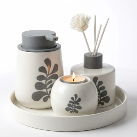 4-Piece Bathroom Accessories Set with Tray
