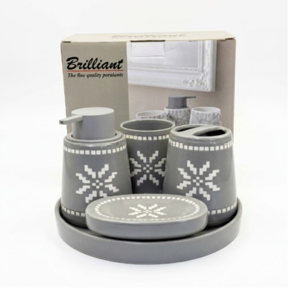 5-Piece Bathroom Accessories Set with Tray
