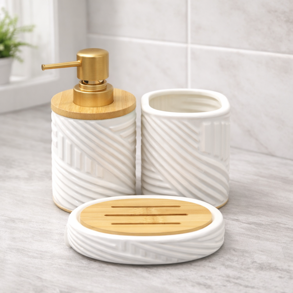 3-Piece Round Bathroom Accessories Set