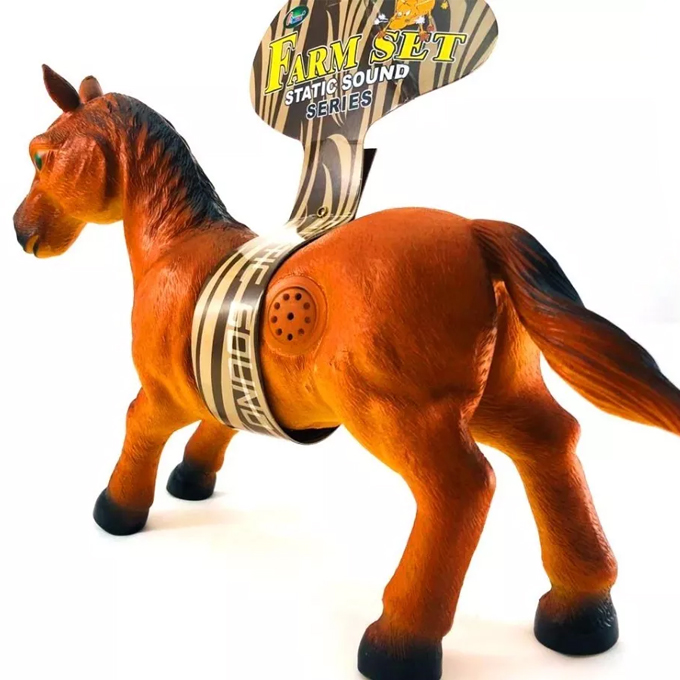 Soft Rubber Farm Horse Unbreakable Action Figure Toy Set With Sound Collatable Toy – 14 Inches