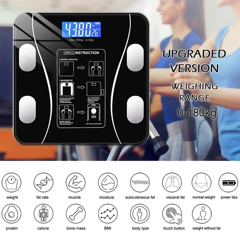 Weight Scale Multi-Functional Human Electronic Scale Home Professional Fat Measurement 180Kg Max Capacity