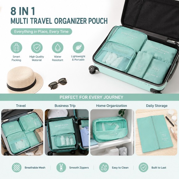 8 IN 1 MULTI TRAVEL ORGANIZER POUCH