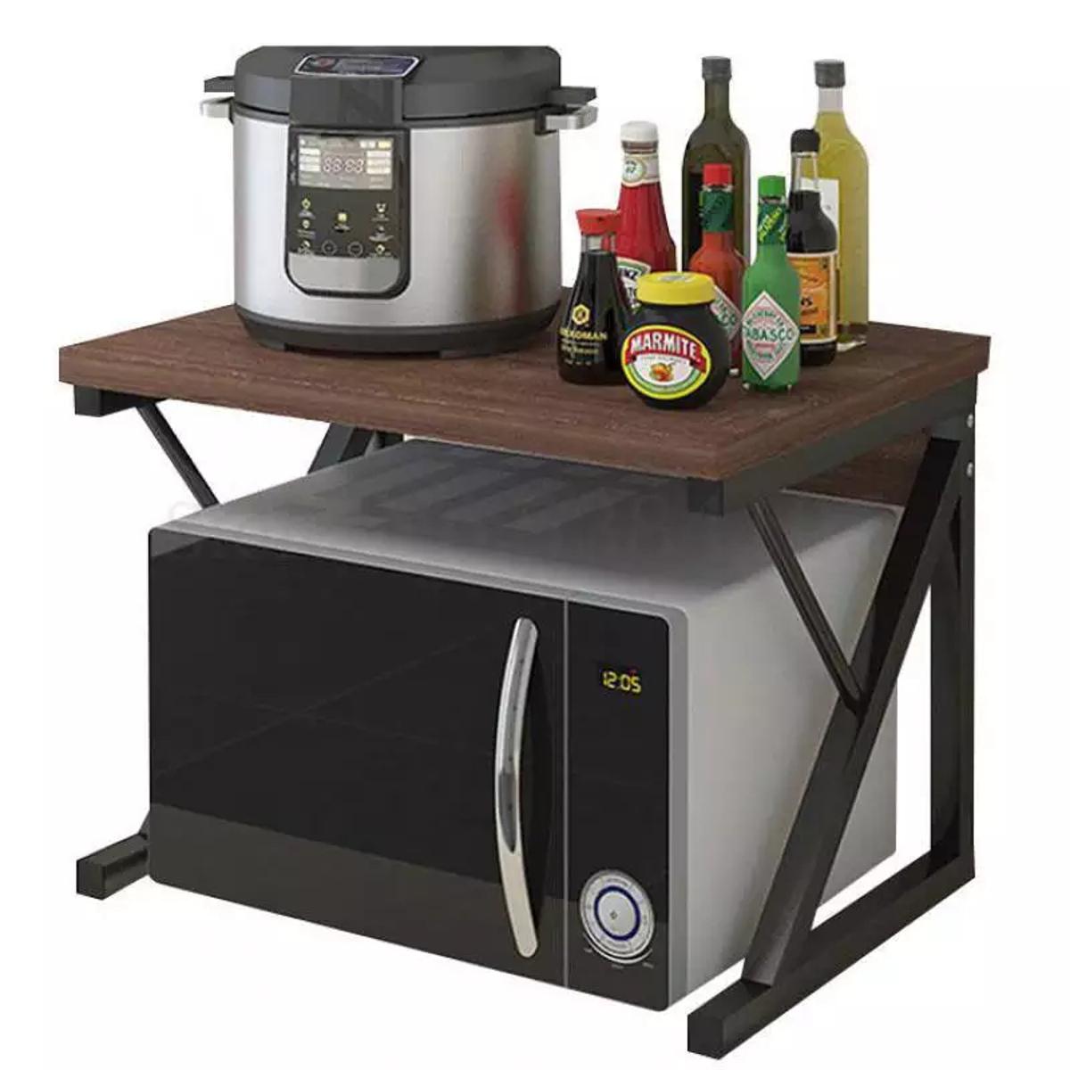 Kitchen Microwave Oven Rack Storage Double-Deck Table Oven Rack