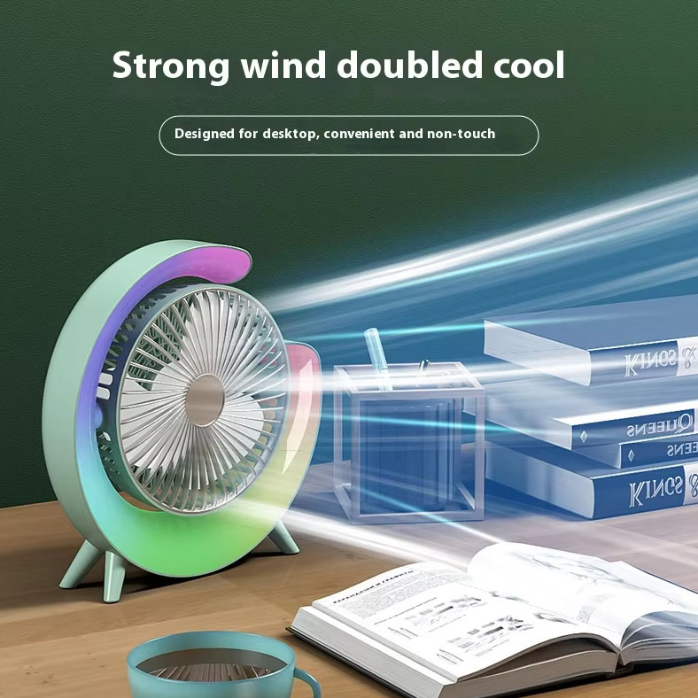 Colorful RGB Lighting Fan Usb Rechargeable Home Electric Fan Portable Fan For Bedroom Office Desktop