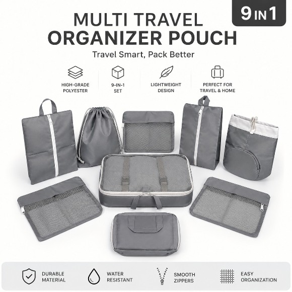 9 IN 1 MULTI TRAVEL ORGANIZER POUCH