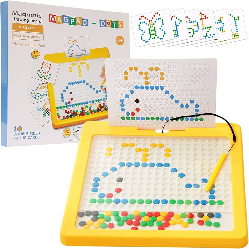 Magnetic Drawing Board Toy for Kids Educational Puzzle Toy-Doodle Board with Magnetic Beads - size 9 x 7.5 Inch