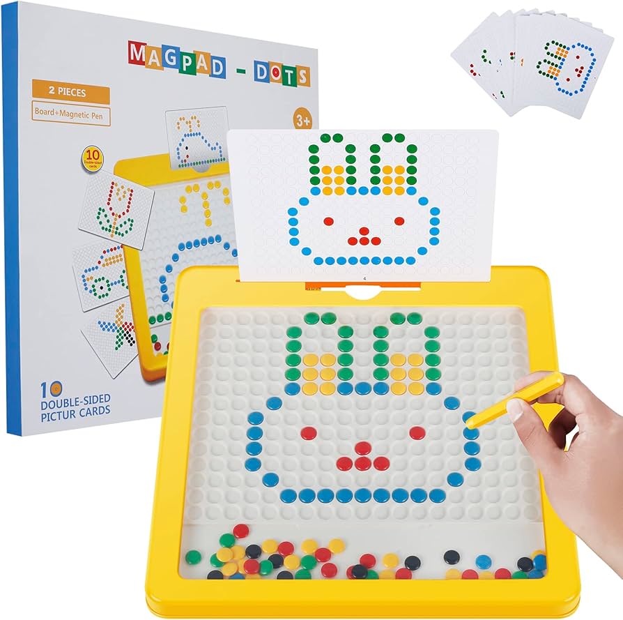 Magnetic Drawing Board Toy for Kids Educational Puzzle Toy-Doodle Board with Magnetic Beads - size 9 x 7.5 Inch