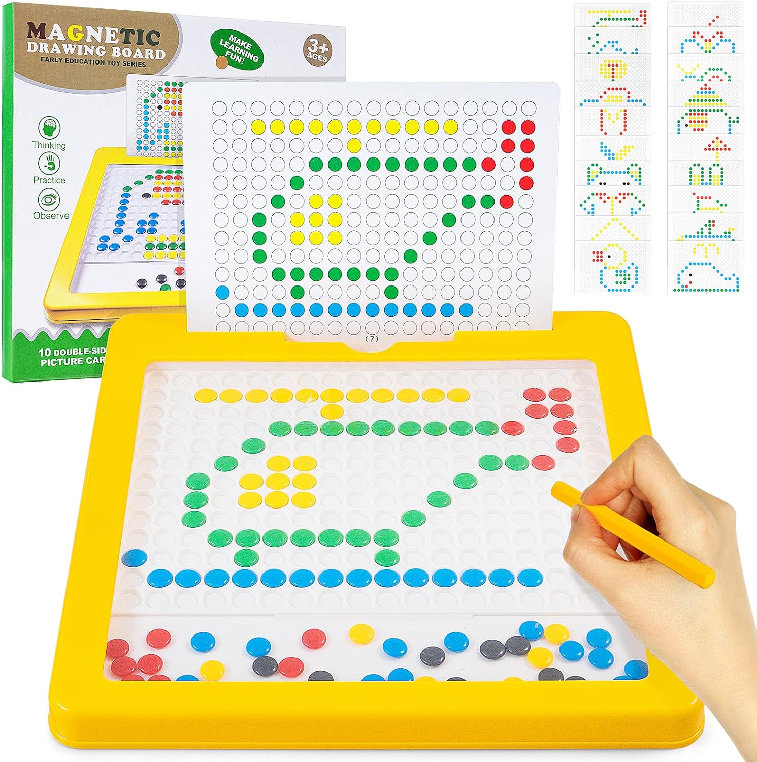 Magnetic Drawing Board Toy for Kids Educational Puzzle Toy-Doodle Board with Magnetic Beads - size 9 x 7.5 Inch