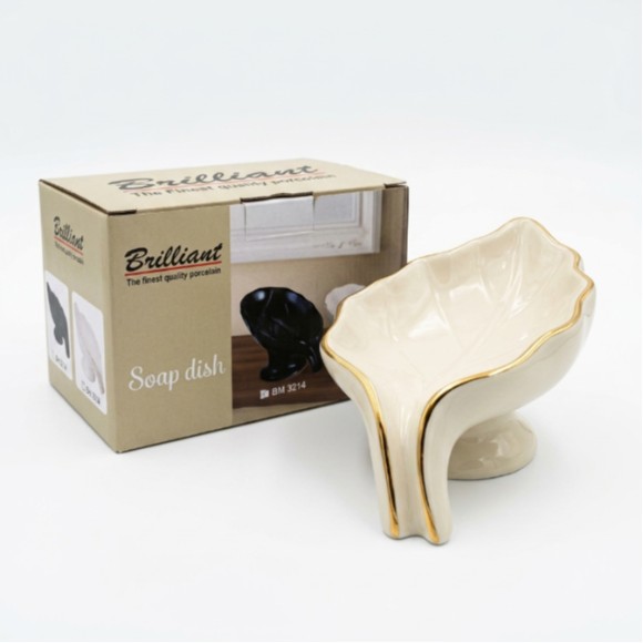 Brilliant Ceramic Leaf Shape Self Draining Soap Dish