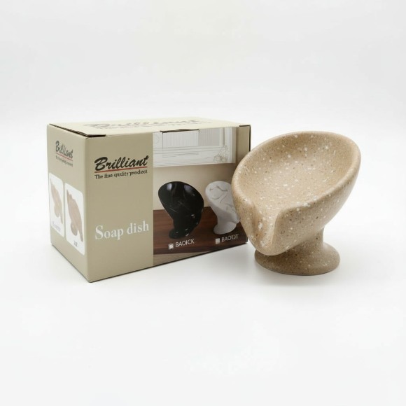 Brilliant Granite Ceramic Leaf Shaped Self Draining Soap Dish
