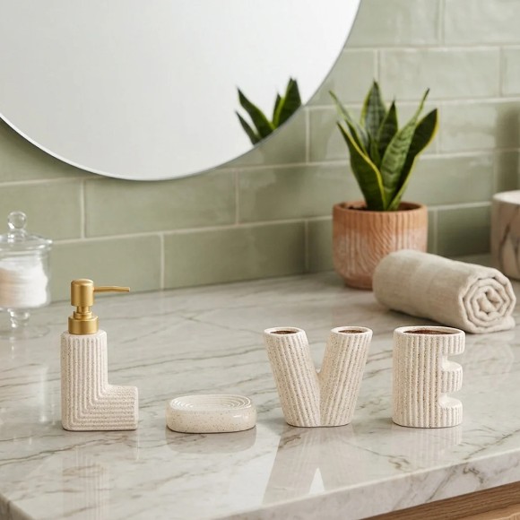 Brilliant Love Ceramic Bathroom Set 4Pcs
