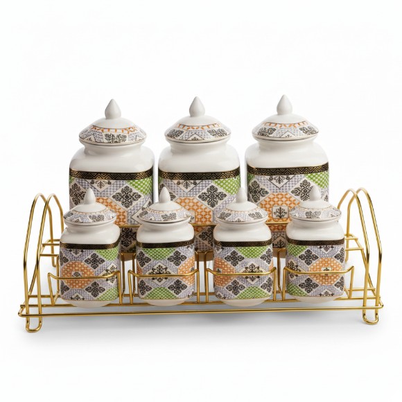 Ceramic 7-Piece Spice Jar Set