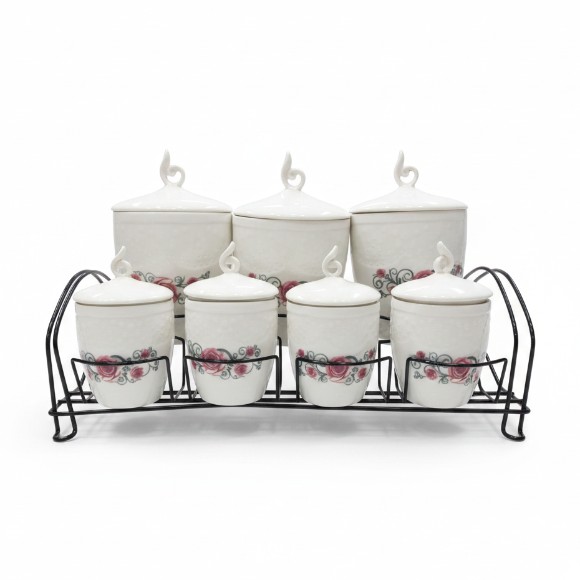 Ceramic 7-Piece Spice Jar Set