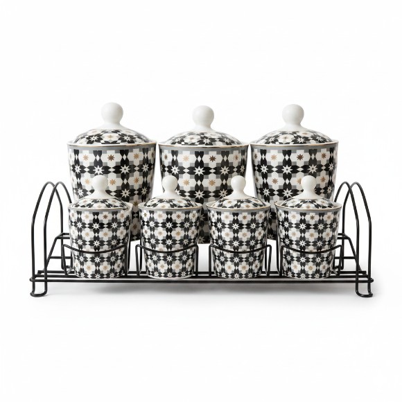 Ceramic 7-Piece Spice Jar Set