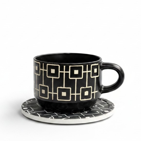 Danny Home Tea Ceramic Mugs with Coasters Pack of 6