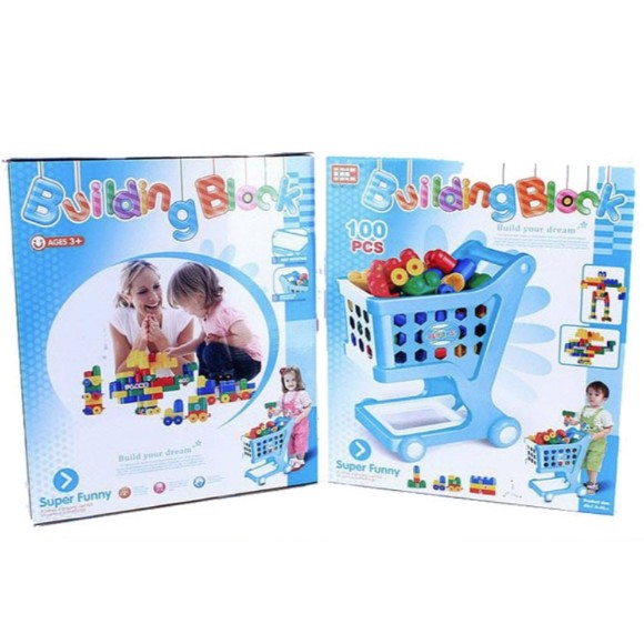 19 inch Mini Shopping Cart with Full Grocery Food Toy Playset for Kids