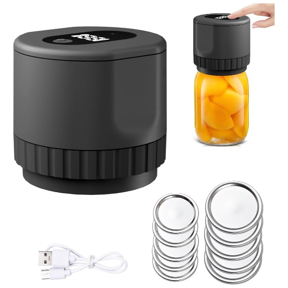 Electric Mason Jar Vacuum Sealer Kit Cordless Automatic Jar Sealer Kit for Food Storage