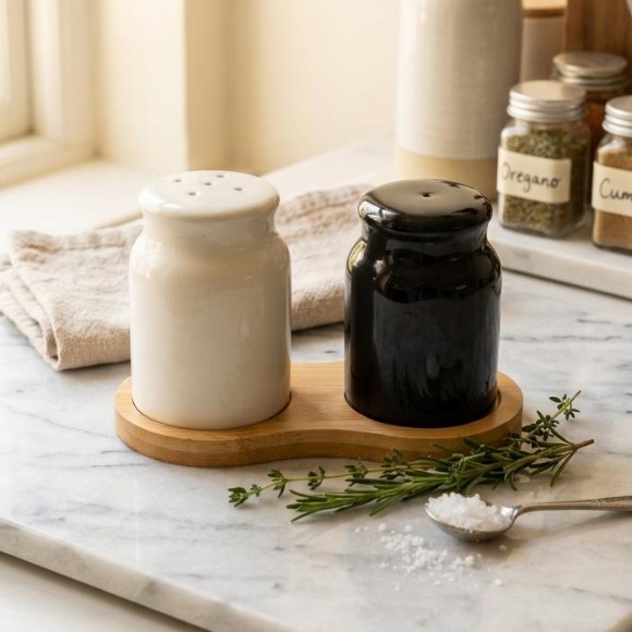 Elegant Ceramic Salt & Pepper Shakers Set
