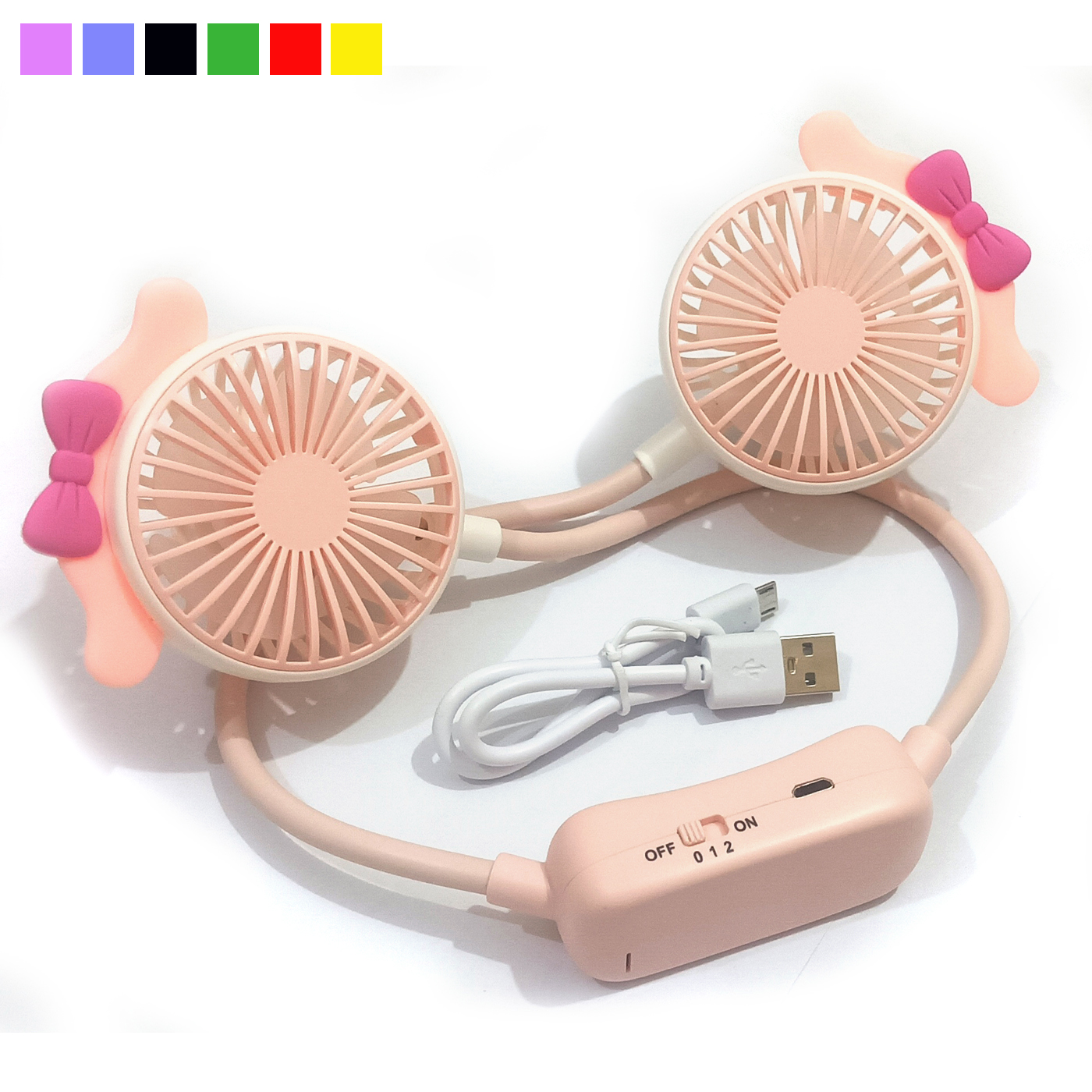 Rechargeable Portable Cartoon Neck Fan Travel Sports Outdoor Fan Random Design Send