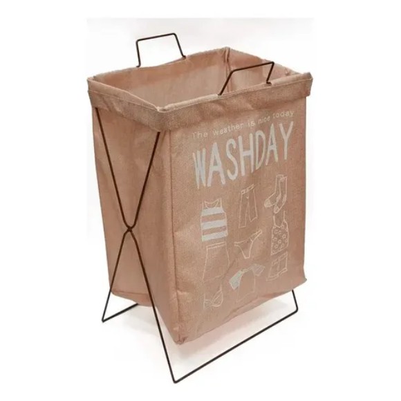 Folding Metal Laundry Basket with Bag