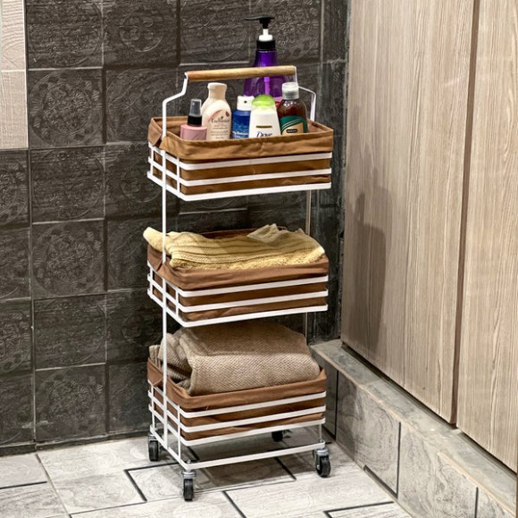 Trio Stack Metal Rolling Cart